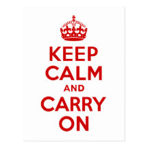 Red Keep Calm and Carry On Postcard