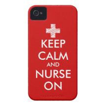 Red Keep Calm and nurse on iPhone 4 case