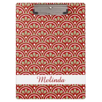 Red&Khaki Floral Art Deco Pattern Personalized