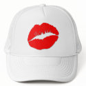 Red Kissy Lips Hat Cap by JuJuGarden Red Kissy Lips Hat Cap