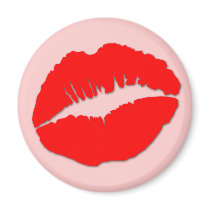 Red Kissy Lips Refrigerator Magnets