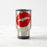 Red Kissy Lips Travel Coffee Mugs