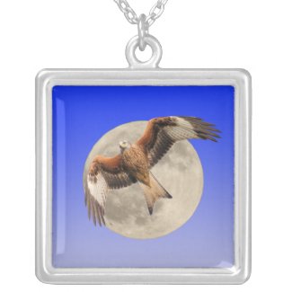 Red Kite against the Moon Necklace necklace