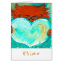 Red kitty heart, With Love xx card