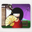 Red Kokeshi Doll Art mousepads by mariannegilliand Red Kokeshi Doll Art mousepads