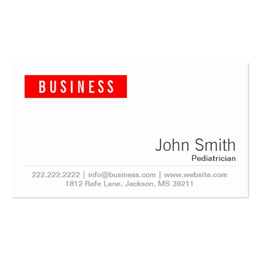 Red Label Pediatrician Business Card