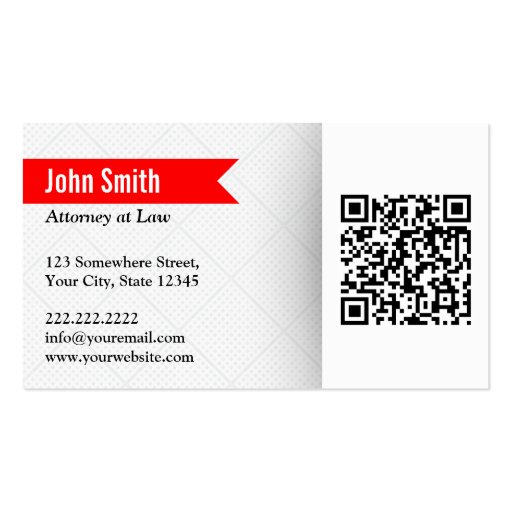Red Label QR Code Attorney Business Card (front side)