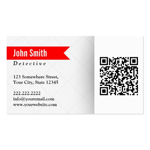 Red Label QR Code Detective Business Card (front side)