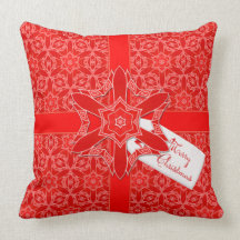 Red Lace and Ribbon Christmas Pillows