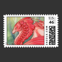 red lace dragon aceo postage stamps stamps