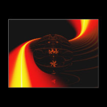 Red Lace Planet Fractal Postcard