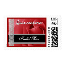 RED Lace Rose Quinceanera - Custom Name Stamps