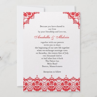 Red lace wedding invitation Matching wedding stationery available in this