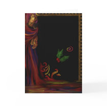 Red Lady - Blank Greeting Card by Flynn_the_Cat Red Lady - Blank Greeting Card