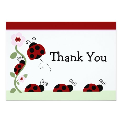 Red Ladybug and Flower Baby Shower Thank You Card | Zazzle