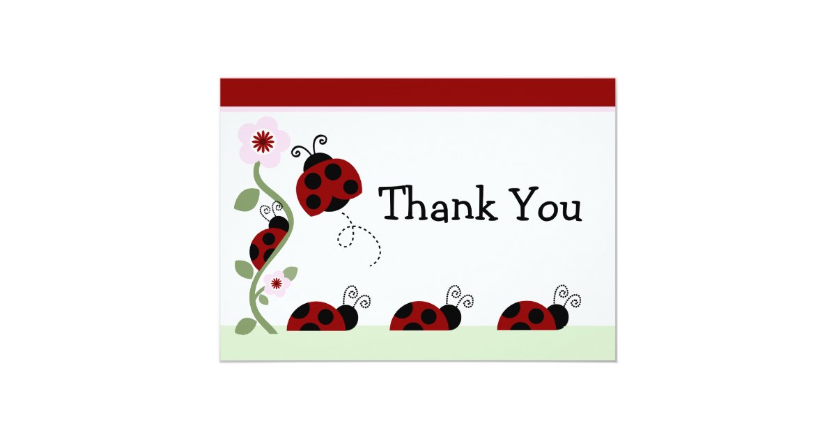 Red Ladybug and Flower Baby Shower Thank You Card | Zazzle