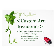 Red Ladybug Art Custom Party Invitations