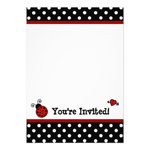 Red Ladybug Baby Shower Black and White Polka Dots Custom Invites