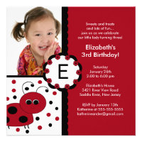 Red Ladybug Photo Birthday Invitation