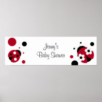 Red Ladybug Polka Dot Baby Shower Banner Sign Posters