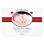 Red Ladybug Polka Dot Photo Birth Announcement