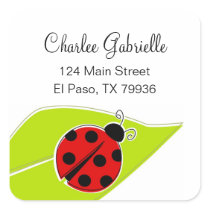 Red Ladybug Square Address Labels stickers