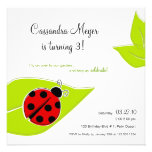 Red Ladybug Square Birthday Invitation