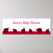 Red Ladybug Stripes Personalized Birthday Banner Print