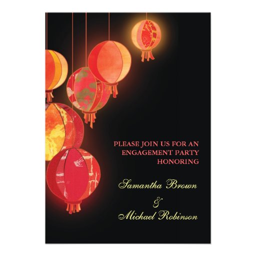 Red Lanterns: Engagement Invitations (front side)