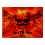 Red Lava Burst Winged Skull Postcards