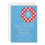 Red Lazy Days Birthday Pool Party invitations