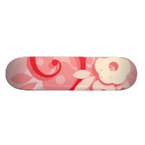 Red Leaf and Cream Flower Swirl Custom Skateboard