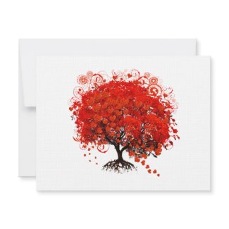 Red Leafed Heart Tree RSVP Card invitation