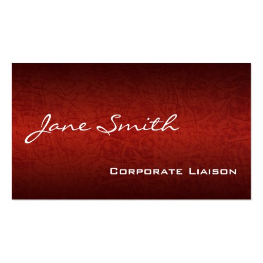 Red Leather Modern Professional Business Cards (front side)