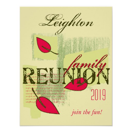 Red Leaves Family Reunion Custom Invitation (front side)