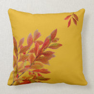 Red Leaves on Branches Fall Themed Throw Pillow