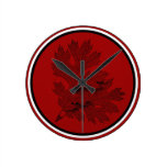 Red Leaves Round Wall Clock wall clocks