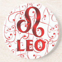 Red Leo Horoscope Symbol coasters