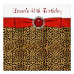 Red Leopard 40th Birthday Party Invitation
