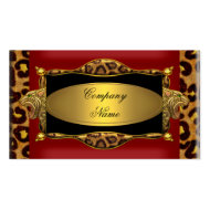 Red Leopard Black Gold Elegant Boutique 7 Business Card Template