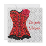 Red Leopard Corset Lingerie Bridal Shower Personalized Announcements