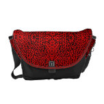 Red Leopard on Black with Celtic Knots Messenger Bags