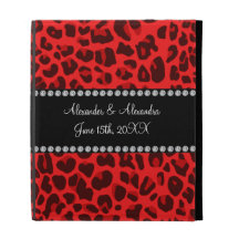 Red leopard pattern wedding favors iPad folio case