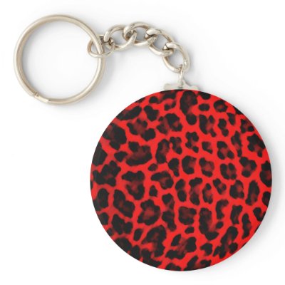Red Leopard Print Keychains