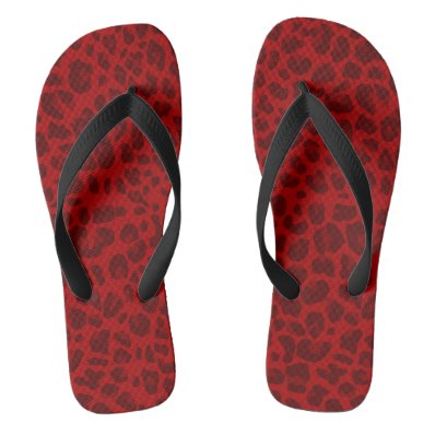 Red leopard print pattern flip flops