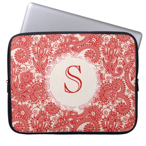 Red Letter Monogram Paisley Designer Laptop Bag electronicsbag