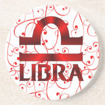 Red Libra Horoscope Symbol coasters