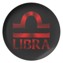 Red Libra Horoscope Symbol Dinner Plates
