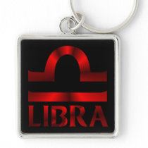 Red Libra Horoscope Symbol Key Chain