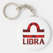 Red Libra Horoscope Symbol Keychain